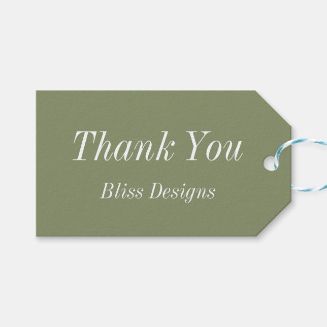 Étiquettes-cadeau Sage Green Merci Business Simple (Devant (Horizontal))