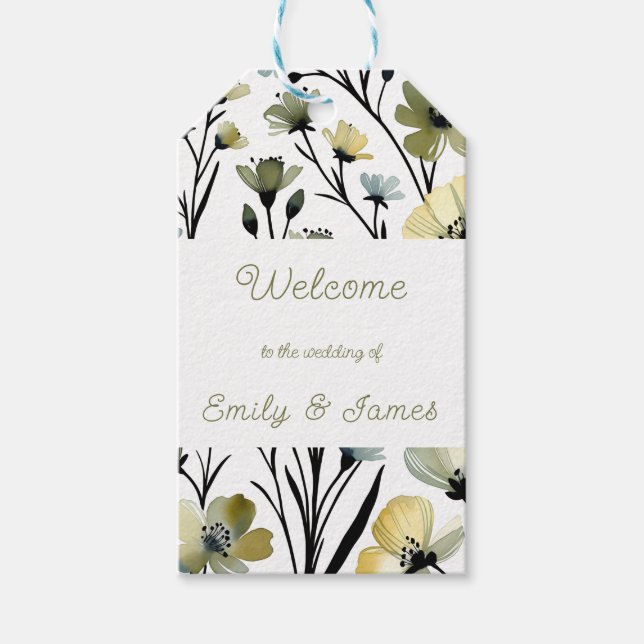 Étiquettes-cadeau Sage Green & Soft Yellow Botanical Wedding (Devant)