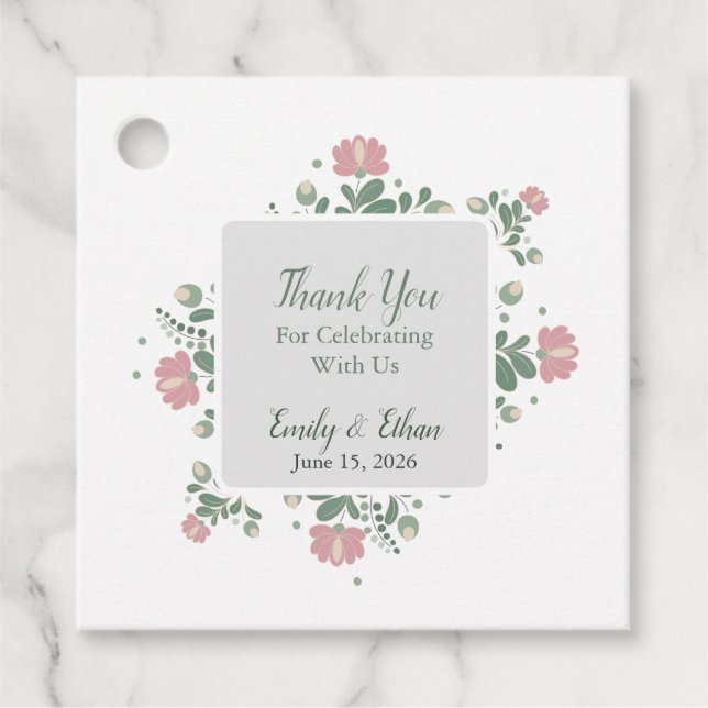 Étiquettes Cadeau Sage Green Wildflower Wedding Favor (Devant)