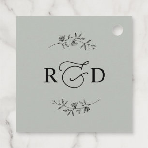 Étiquettes Cadeau Sage Rustique Simple Monogramme Merci