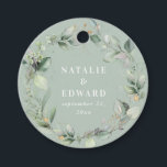 Étiquettes Cadeau Sage vert moderne aquarelle feuillage faveur maria<br><div class="desc">Sage vert moderne rustique aquarelle feuillage botanique eucalyptus couronne de couronne de mariage stickers de faveur. Partie d'une suite de mariage contemporaine et élégante</div>