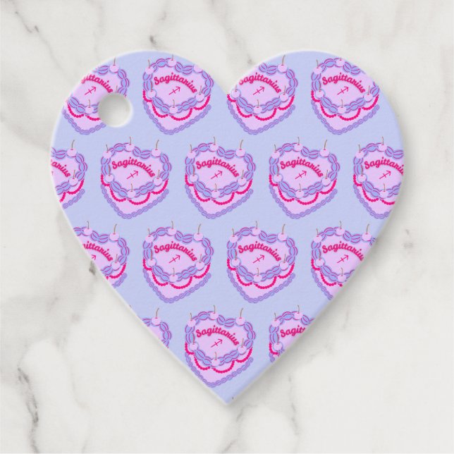 Étiquettes Cadeau Sagittarius Zodiac Coquette Coeur Gâteau d'anniver (Devant)