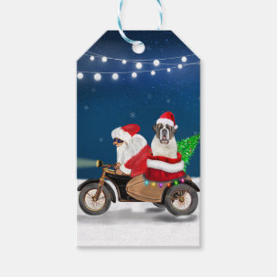 Étiquettes-cadeau Saint Bernard Chien Noël Père Noël
