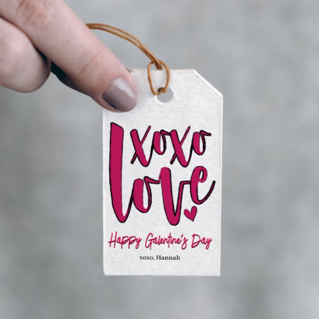 Étiquettes-cadeau Saint-Galentin XOXO Aimer Bold Rose (Créateur téléchargé)