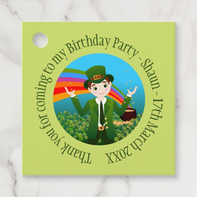 Étiquettes Cadeau Saint Patrick's Birthday Boy Merci (Devant)