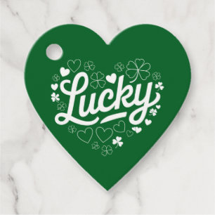Étiquettes Cadeau Saint Patrick's Day Heart Lucky Clover Shamrock
