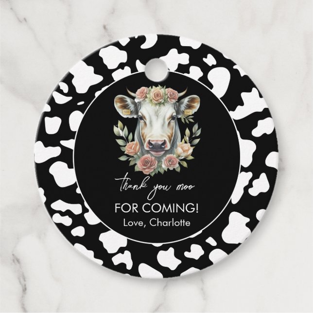 Étiquettes Cadeau Saint Vache Je suis une vache fille 1er anniversai (Devant)