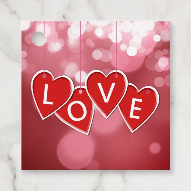 Étiquettes Cadeau Saint Valentin Amour Coeurs rouges (Devant)