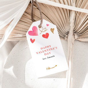 Étiquettes-cadeau Saint Valentin Aquarelle Coeur