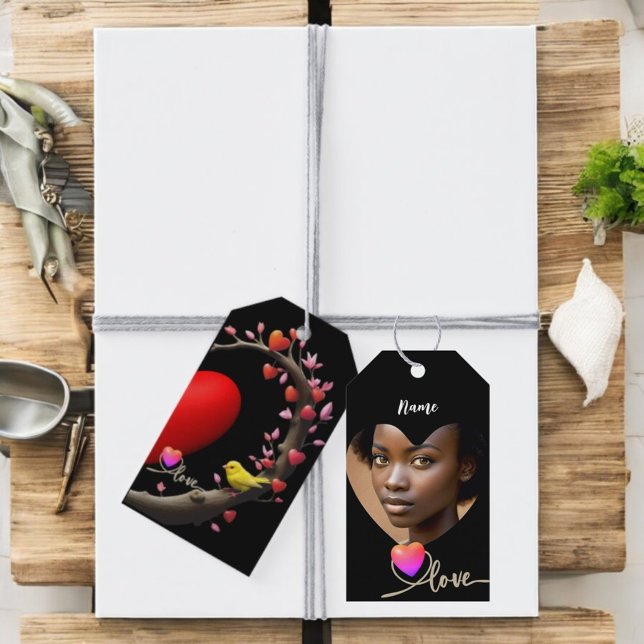 Étiquettes-cadeau Saint Valentin avec oiseau canari (Créateur téléchargé)