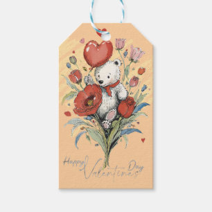 Étiquettes-cadeau Saint-Valentin avec ours en peluche riche