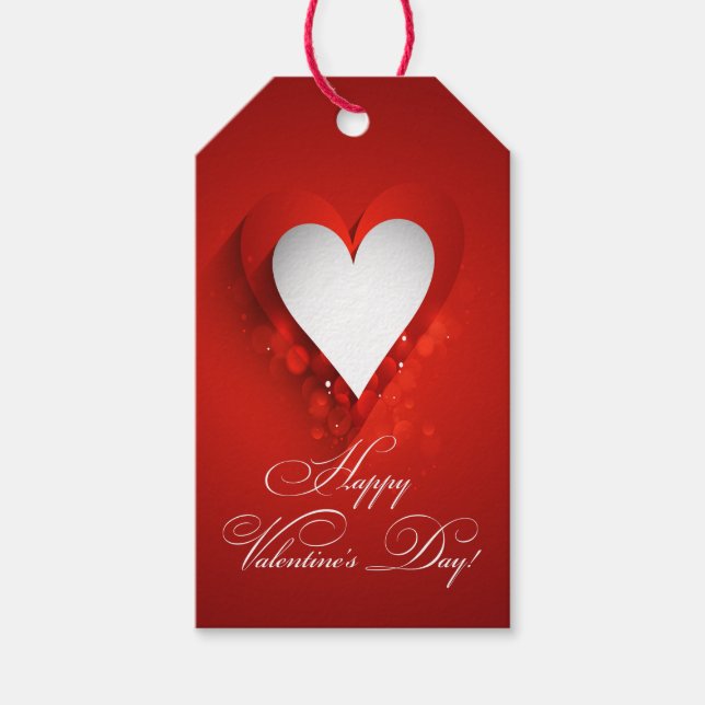 Étiquettes-cadeau Saint Valentin Coeur blanc (Devant)