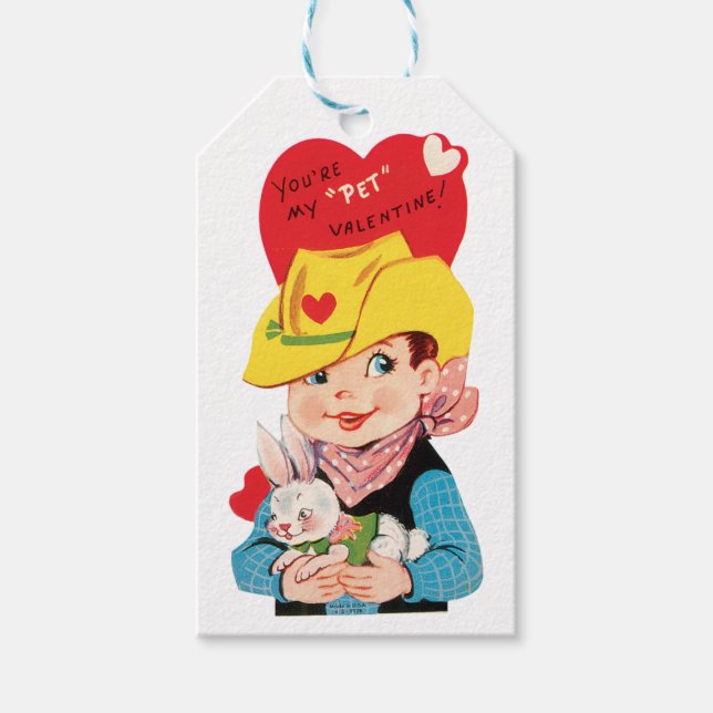 Étiquettes-cadeau Saint Valentin garçon avec Coeur de lapin (Devant)