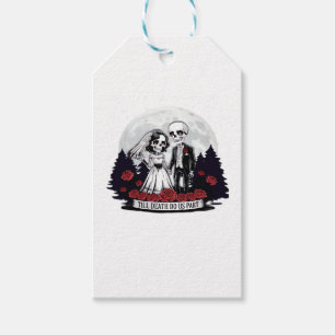 Étiquettes-cadeau Saint-Valentin Horreur Couple de squelettes Jusqu'