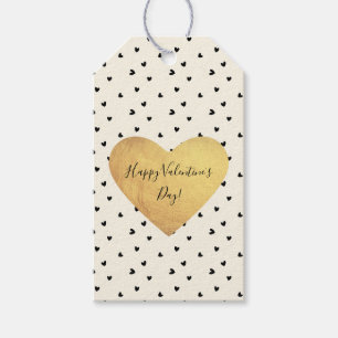 Étiquettes-cadeau Saint-Valentin noire minuscule de coeurs