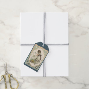 Étiquettes-cadeau Saint Valentin vintage, Victorian Girl with Rose