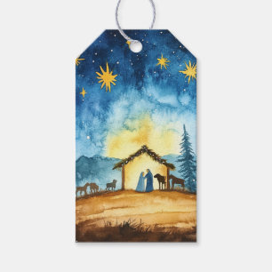 Étiquettes-cadeau Sainte Famille dans la nuit de Bethléem