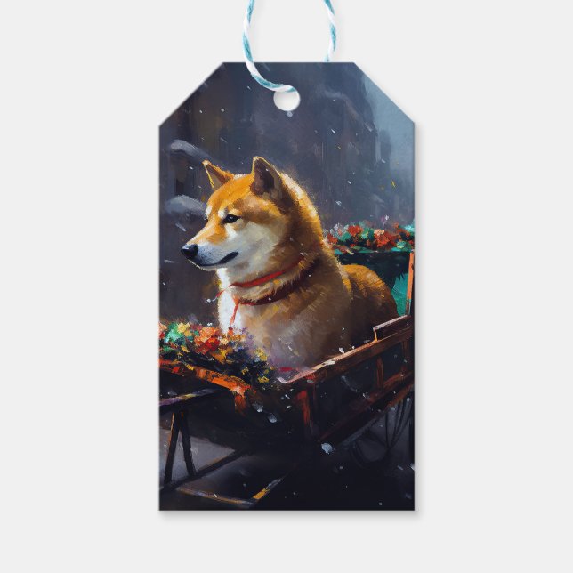 Étiquettes-cadeau Saison de Noël de Shiba Inu (Devant)
