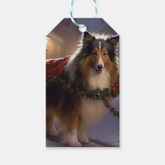 Étiquettes-cadeau Saison de Noël du Shetland Sheepdog (Devant)
