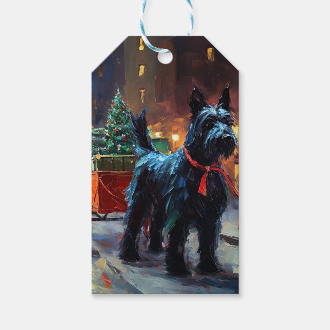 Étiquettes-cadeau Saison de Noël du Terrier écossais (Devant)