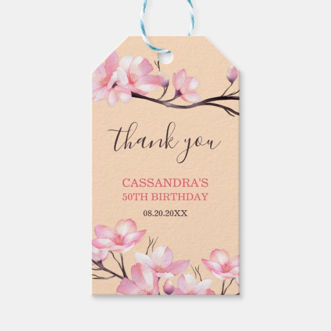 Étiquettes-cadeau Sakura Blush rose cerisier fleur Peach Anniversair (Devant)