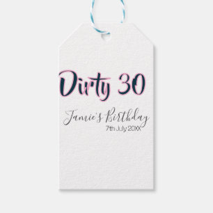 Étiquettes-cadeau Sale 30 joyeux anniversaire nom date rose gris cal