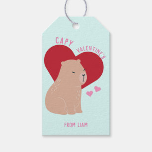 Étiquettes-cadeau Salle de classe Saint-Valentin Capybara