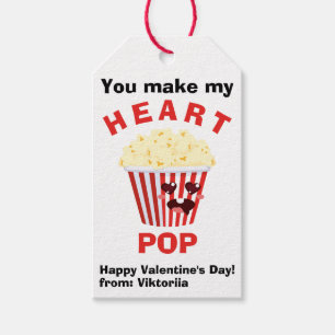Étiquettes-cadeau Salle de classe Saint-Valentin Cute Popcorn rouge