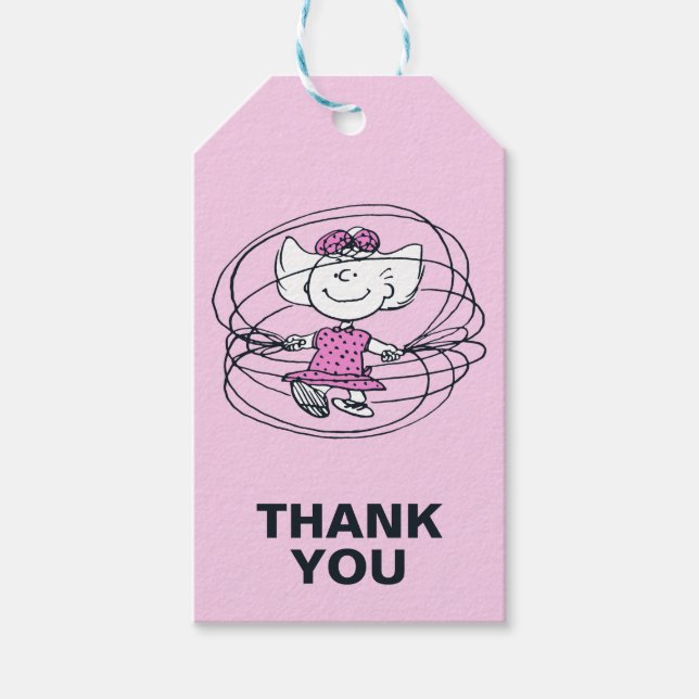 Étiquettes-cadeau Sally Jouant à la corde de saut (Devant)