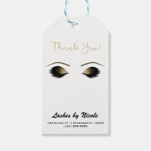 Étiquettes-cadeau Salon de Beauté Cils Maquillage Paillettes Or Glam