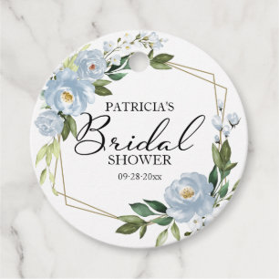 Étiquettes Cadeau Salon de mariage floral géométrique bleu poussiére