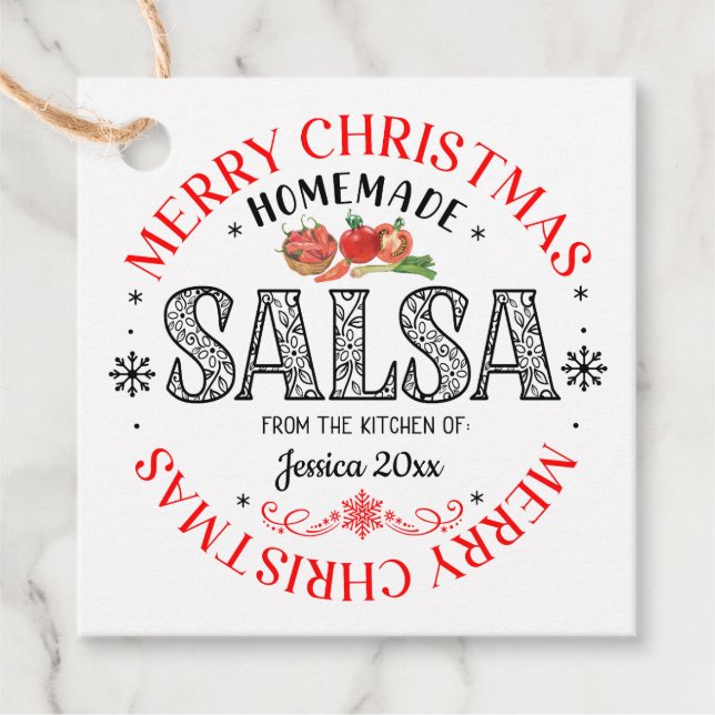 Étiquettes Cadeau Salsa Maison Joyeux Noël de la cuisine de (Devant)