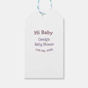Étiquettes-cadeau salut bébé fête bleu nom date maron moderne tendan