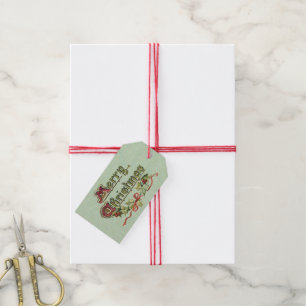 Étiquettes-cadeau Salutation vintage de Noël avec le houx