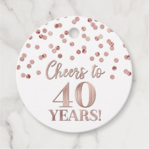 Étiquettes Cadeau Salutations à 40 ans Rose Gold Confetti