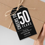 Étiquettes-cadeau Salutations à 50 ans Black Party Favor<br><div class="desc">Personnalisé fête préférez les étiquettes avec les années d'anniversaire, le nom d'honneur, la date de fête et vous remercier sur un arrière - plan noir, ou toute couleur que vous choisissez. Idéal pour toute fête d'anniversaire, fête de retraite, fête d'anniversaire, fête de fête ou pour toute occasion. PLUS de couleurs...</div>