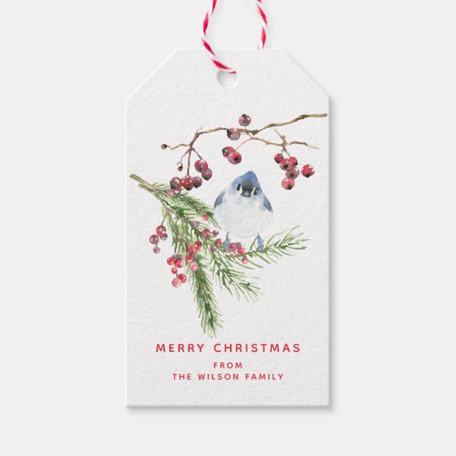 Étiquettes-cadeau Salutations de la saison - Noël de la verdure w Bi (Devant)