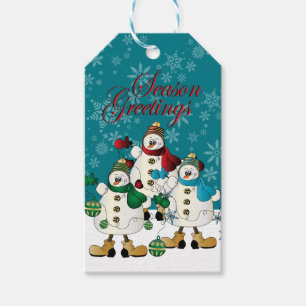 Étiquettes-cadeau Salutations de saison Snowmen Pals Noël