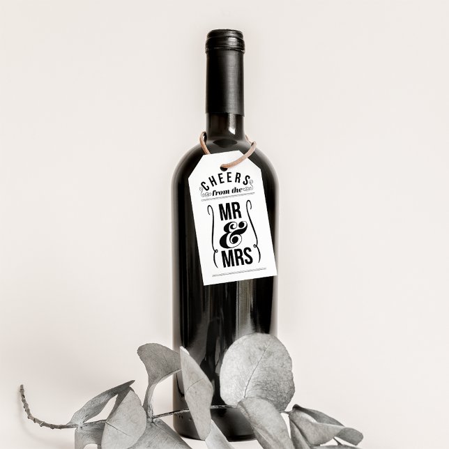 Étiquettes-cadeau Salutations du M & Mme Mariage Wine Liquor Favor (Créateur téléchargé)