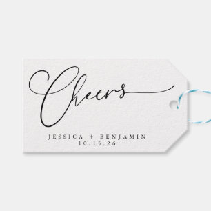 Étiquettes-cadeau Salutations minimum noir blanc Script personnalisé