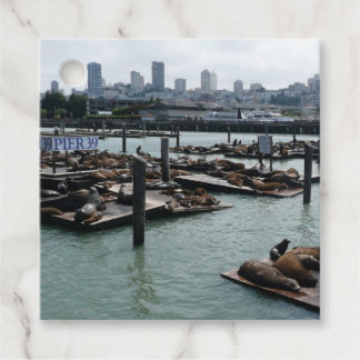 Étiquettes Cadeau San Francisco et Pier 39 Sea Lions City Skyline