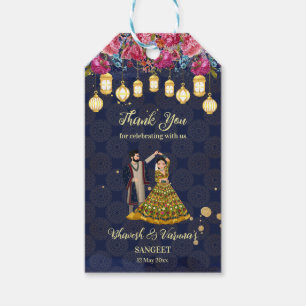 Étiquettes-cadeau Sangeet bienvenue panneau personnalisé dansant cou