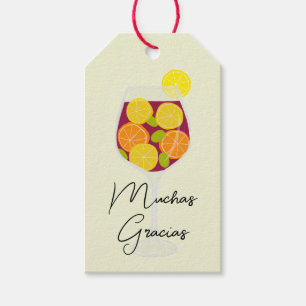 Étiquettes-cadeau Sangria Cocktail Muchas Gracias Espagnol, Espagne