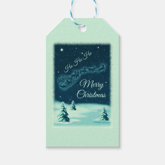 Étiquettes-cadeau Santa and his Reindeers (Devant)