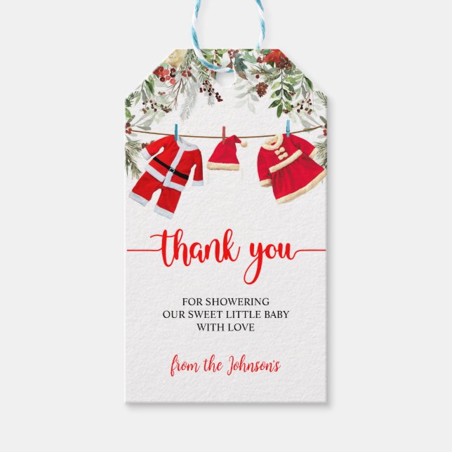 Étiquettes-cadeau Santa Baby Shower, Christmas Baby Shower (Devant)