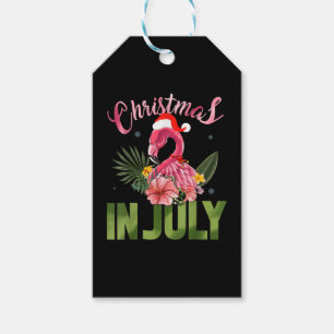 Étiquettes-cadeau Santa Chat Cute Flamant rose D'Été Noël En Juillet