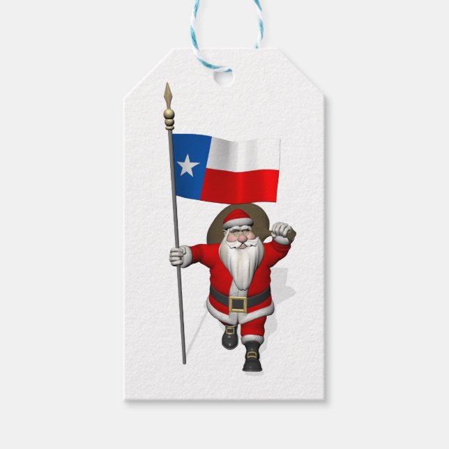 Étiquettes-cadeau Santa Claus Avec Drapeau Du Texas (Devant)