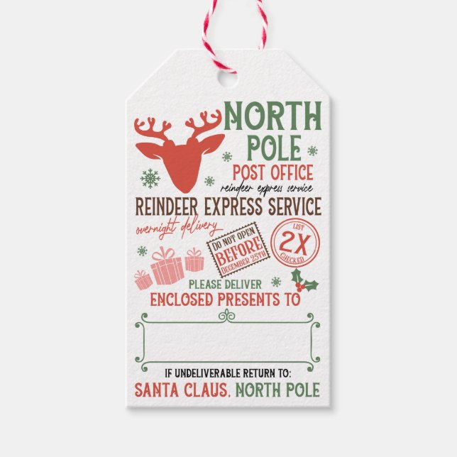 Étiquettes-cadeau Santa Claus North Pole Express Delivery Custom (Devant)