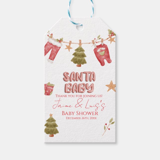 Étiquettes-cadeau Santa Girl Boy Holiday Baby Shower   (Devant)