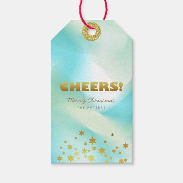 Étiquettes-cadeau Santé | Pastel Green Gradient & Gold (Devant)